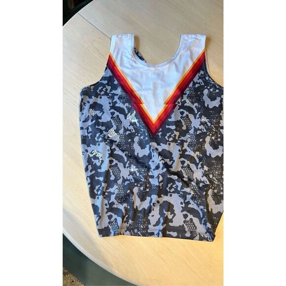 Lucky In Love Gray Log Mesh Top Tank Top Tie Back SZ L (12) - Picture 2 of 10